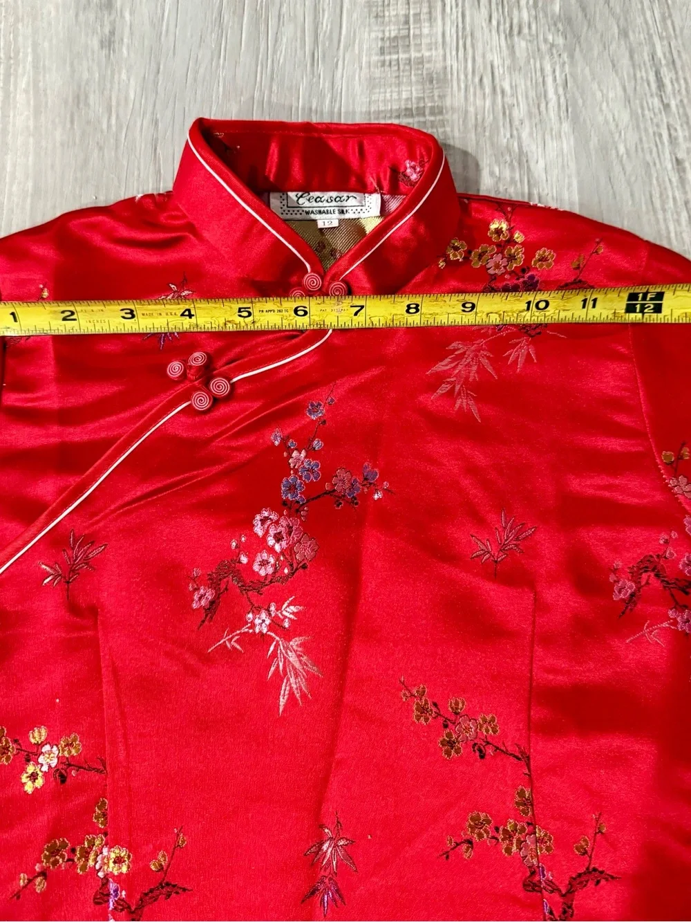 Vintage Ceasar Children’s Red 100% Silk Floral Qipao Cheongsam Dress Size 12